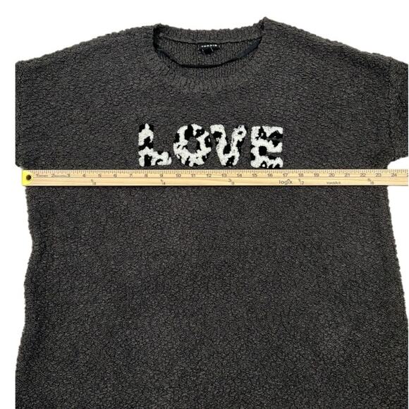 Torrid Love Sweater Womens 2X Gray Nubby Texture Embroidered Drop Shoulder Cozy - Picture 7 of 11